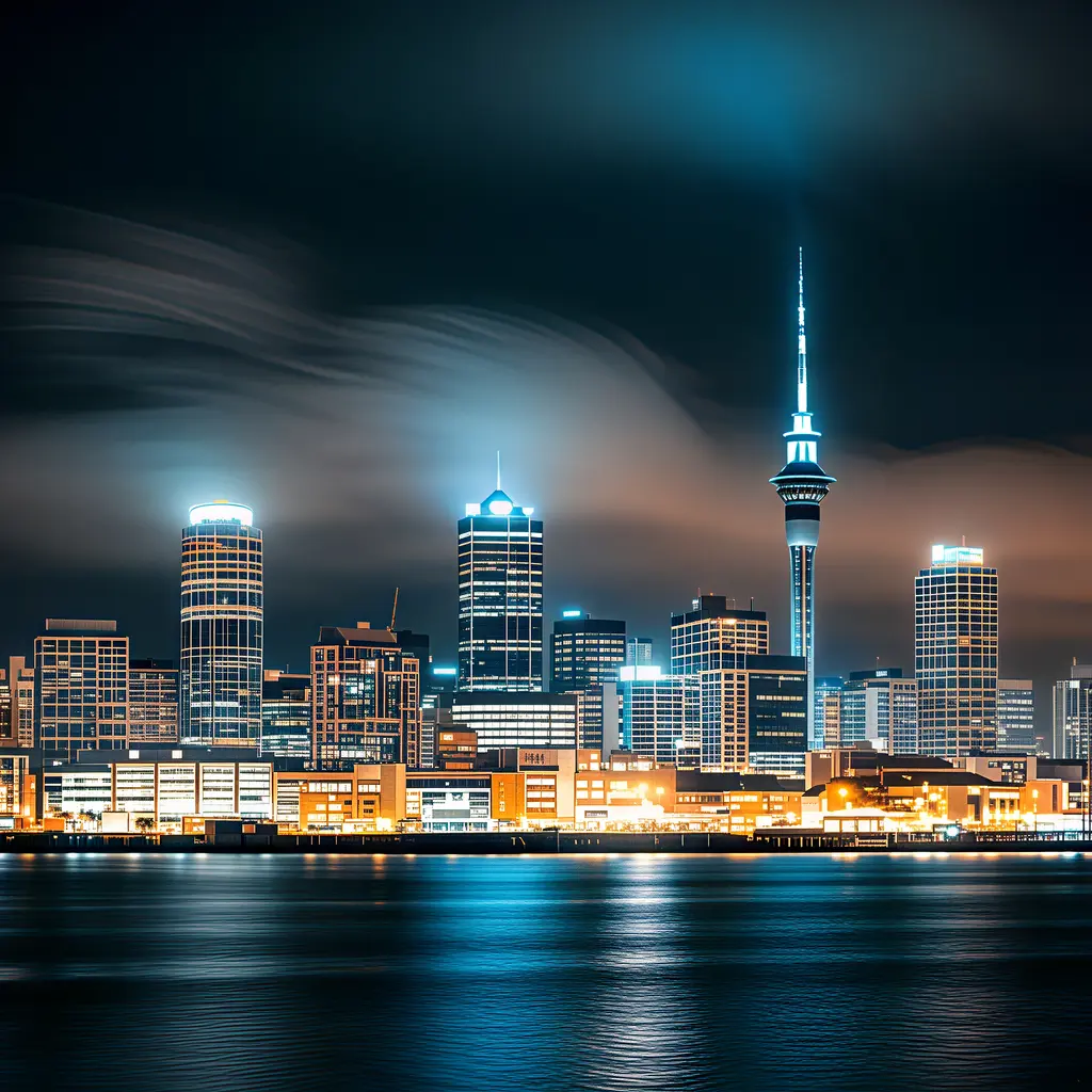 Auckland city skyline at night